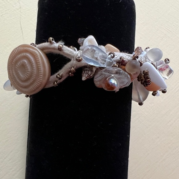 Shells & Beads 6 in Bracelet Handmade Button & Loop Closure Cotton - Picture 12 of 12